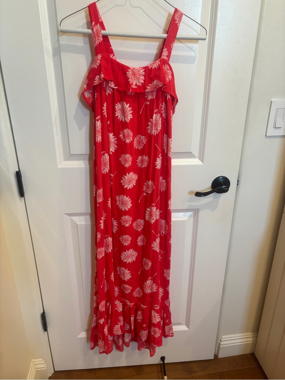 Billabong Red Floral Ruffle-Trim Maxi Slip
